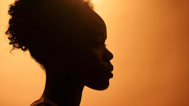 Silhouette of young black woman : Generative AI
