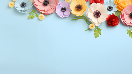 Wedding spring flower border frame with copy space in the middle. Beautiful floral background