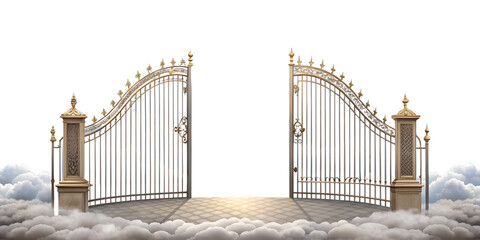 PNG The Pearly Gates with Clouds and Divine Light on a Transparent Background