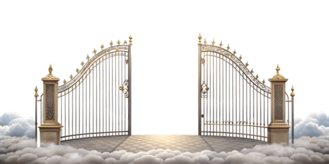 PNG The Pearly Gates with Clouds and Divine Light on a Transparent Background