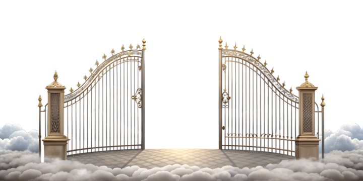 PNG The Pearly Gates with Clouds and Divine Light on a Transparent Background