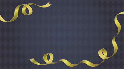 くるくるしたゴールドのリボンの背景フレーム枠(黒背景) © ナナメニコ