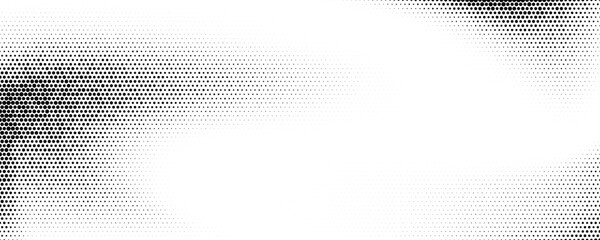 Obraz premium Faded halftone gradient texture. Grunge grit background. White and black sand noise wallpaper. Retro pixelated backdrop. Anime or manga style comic overlay. Vector halftone graphic design template