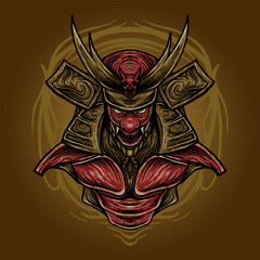 Fototapeta premium Japanese oni devil samurai vector illustration