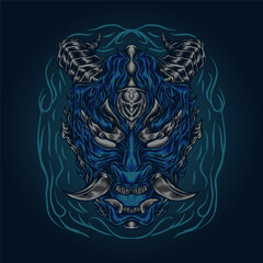 the head oni blue devil japan mask vector illustration