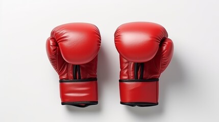 A pair of red boxing gloves on a white background.
