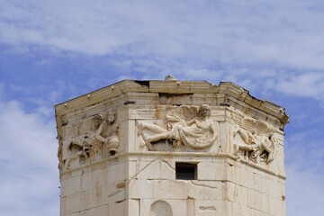 Sculptures of the wind deities on the Tower of the Winds, or Horologion of Andronikos Kyrrhestes,...
