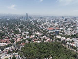 Fototapeta premium Aerial images over the south of Mexico City, sunny day and clear sky 
