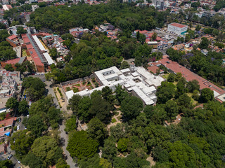 Aerial images over the south of Mexico City, sunny day and clear sky
