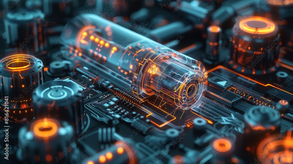 Poster 3d modeling wireframe technology: a 3d illustration showcasing a wireframe model of a technological 