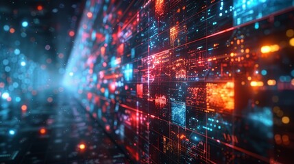 Digital Grid Screens: A photo depicting a digital grid overlaying screens