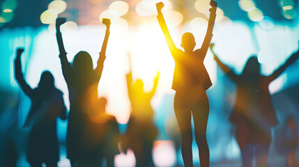 Silhouettes of happy businessperson Success of business concept : Generative AI