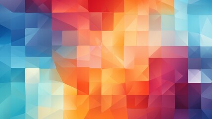 Obraz premium The image is a colorful abstract background with a gradient from blue to orange. The background is made up of small squares of different colors.