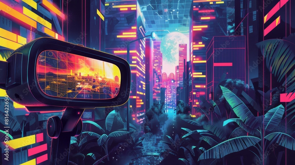 Poster virtual reality visual representation: an illustration providing a visual representation of virtual 