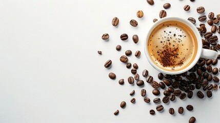 Isolated white background cup of coffee