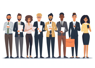 Fototapeta premium Business team of men and women standing in row