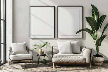 Blank Poster Mock Up Frame, Generative AI