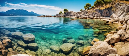 coral rocks in the clear sea