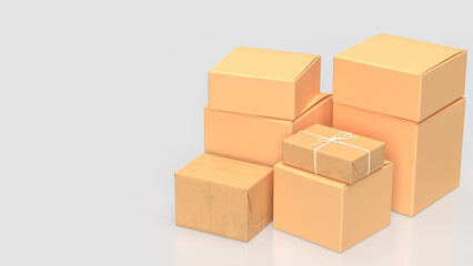 The cardboard box for shipping or cargo concept 3d rendering.
