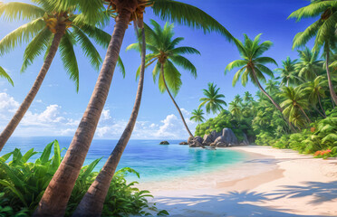 Tropical Beach Paradise Realism. Tropical Island Paradise