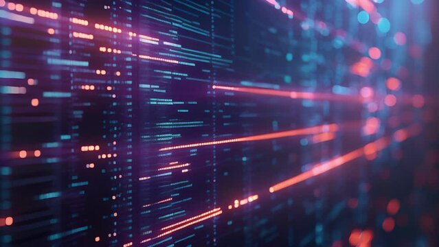 A closeup shot of a computer screen with lines of code and algorithms running in the background representing the powerful technology behind counterterrorism ytics. .