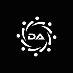 DA logo. D A design. White DA letter. DA, D A letter logo design. Initial letter DA linked circle uppercase monogram logo. D A letter logo vector design. 