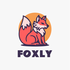 Vector Logo Illustration Fox Simple Mascot Style.