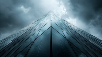 Majestic Skyscraper Reaching Towards Stormy Skies: Architectural Ambition