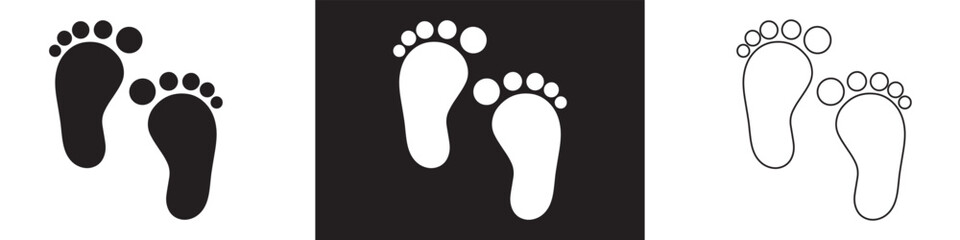 baby feet icon vector set. footprint, newborn, kids feet sign. Vector illustration . white background . eps 10.