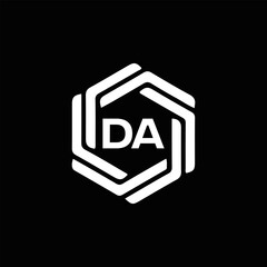 DA logo. D A design. White DA letter. DA, D A letter logo design. Initial letter DA linked circle uppercase monogram logo. D A letter logo vector design. 