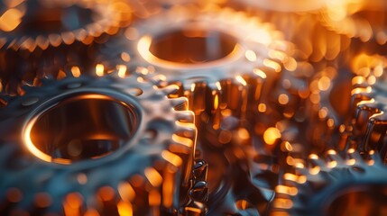 Glowing Mechanical Gears Radiating Heat in a Fiery Display of Engineering