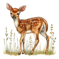 Baby Deer watercolor illustration woodland fawn isolated on transparent background