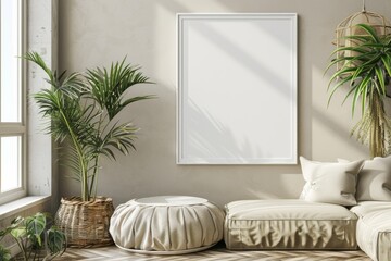 Poster Mockup in Minimalist Scandinavian Interior created with Generative AI