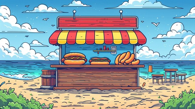 Pet food stand Ocean art