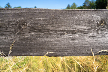 Weathered wooden fence in the countryside