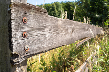 Old wooden fence in the countryside