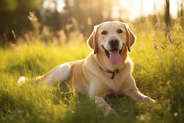 golden retriever dog on the grass