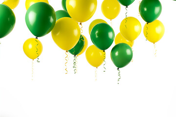 yellow and green colorful balloons isolated on white