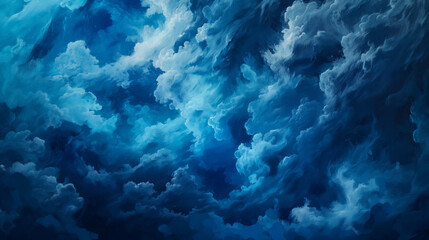 Background of Renaissance cloud sky Painting: Contemplative Indigo, Navy, Midnight Blue Clouds - Classic Art