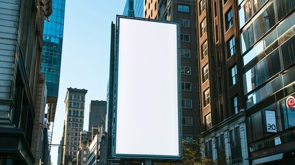 Obraz premium Blank mock up of vertical street poster billboard on city background : Generative AI