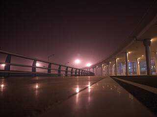 Beijing international airport elevated access roads in the night