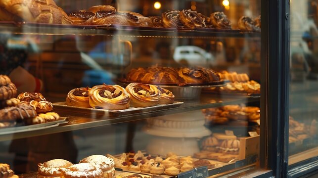 Pastries in a bakery window : Generative AI
