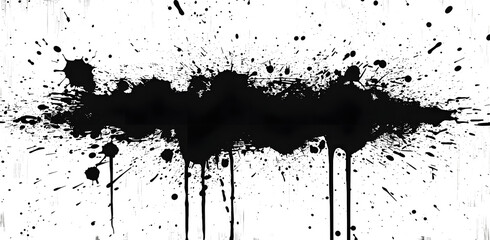 Abstract black in splash, paint, brush strokes, stain grunge isolated on white and transparent...