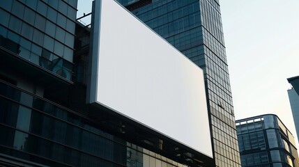 Obraz premium Mock up white large LED display vertical billboard on tower building clipping path for mockup : Generative AI