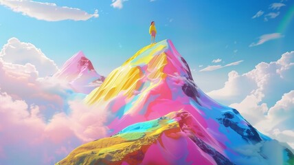 Oh, The Places You ll Go A joyful depiction of the journeys ups and downs, with the protagonist standing on a colorful mountain peak