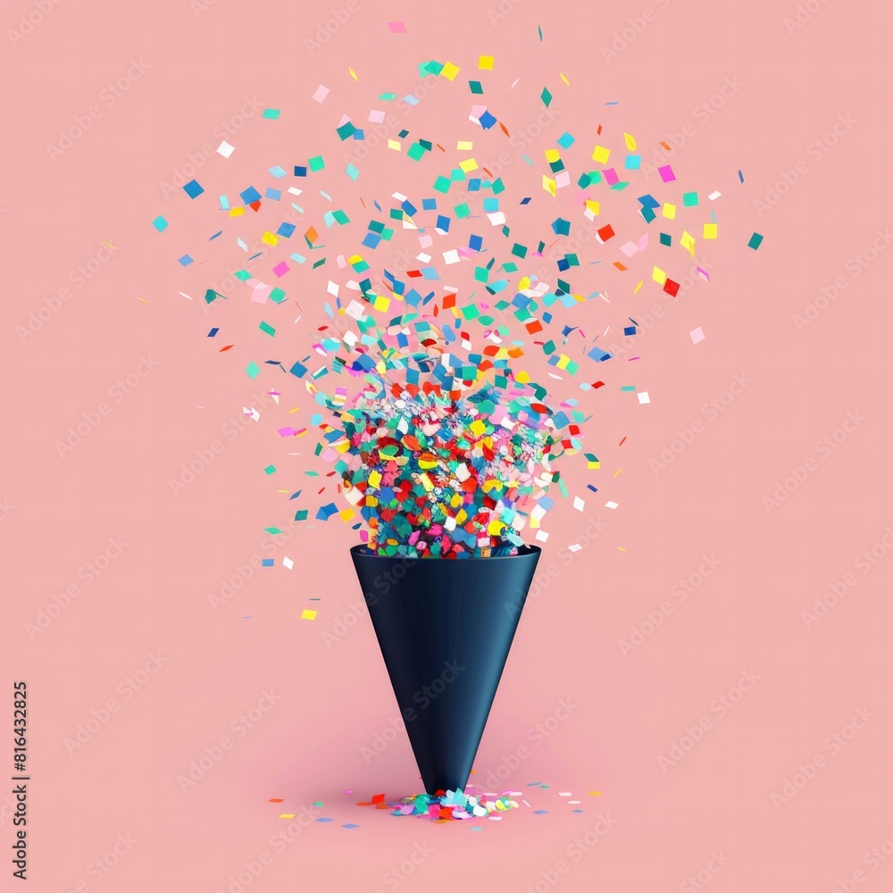 Poster party popper emoji icon create a party popper emoji with colorful confetti exploding outwards. the b