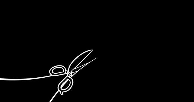 Blackboard transition wipe across black and white scissors background. Cartoon animation preset good for any use. Motion design element. Business, art, fashion, etc...