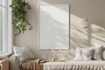Poster Mockup in Minimalist Scandinavian Interior created with Generative AI
