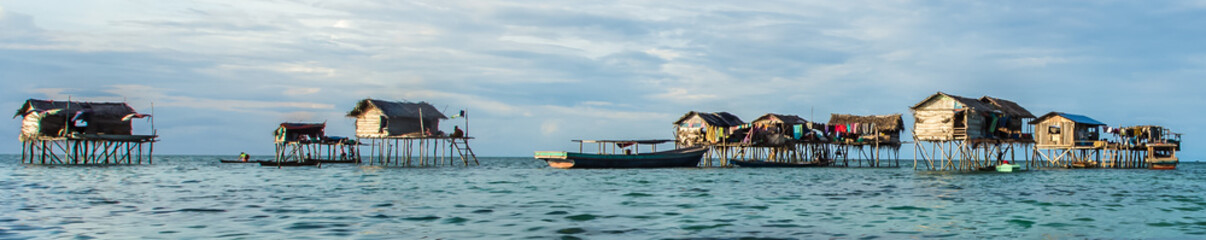 Beautiful landscapes view borneo sea gypsy water village in Maiga Island, Semporna Sabah, Malaysia.