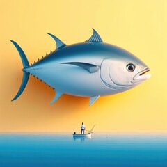 Obraz premium Hope at Sea: The Journey of Small Fishermen with Tuna